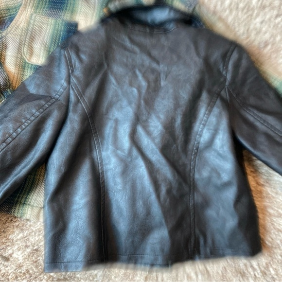 Girls Size 5 Jacket Bundle Faux Leather Plaid Shacket Asymmetrical Zip Black - Picture 5 of 9